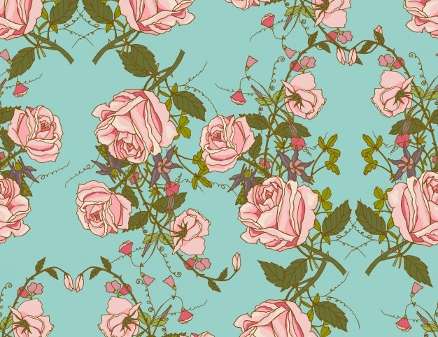vintage-nostalgic-beautiful-roses-bunches-composition-romantic-floral-wedding-gift-wrapping-paper-seamless-pattern-color-vector-illustration_1284-2811