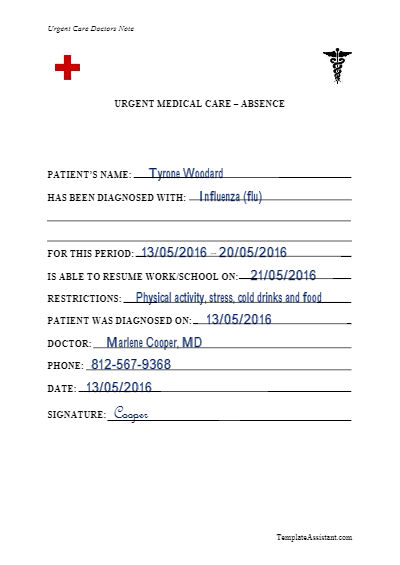 Free Doctors Note Template